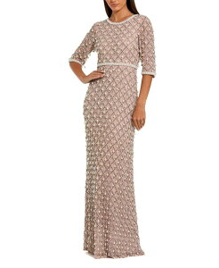 �}�b�N�_�K�� ���f�B�[�X �g�b�v�X �����s�[�X �v�` Mac Duggal Petite Pearl & Crystal Embellished Eveningown Light Rose �p�[��