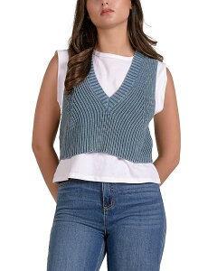 �G���� ���f�B�[�X �A�E�^�[ �j�b�g�E�Z�[�^�[ �m�[�X���[�u Elan Layered Sleevelessweater Blue Wash �u���[
