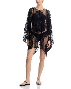 �m�[�}�J�}�� ���f�B�[�X �g�b�v�X �V���c �~�j Norma Kamali Mini Cover Up Caftan Black �u���b�N