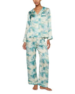 �G�o�[�W�F�C ���f�B�[�X �A�E�^�[ �p�[�J�[�E�X�E�F�b�g �v�����g �V���N Eberjey Inez Printed Washable Silk Long Pajama Set Seafoam Silk