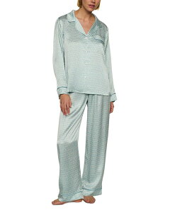 �G�o�[�W�F�C ���f�B�[�X �A�E�^�[ �p�[�J�[�E�X�E�F�b�g �v�����g �V���N Eberjey Inez Printed Washable Silk Long Pajama Set Seashell Blue Lagoon �u���[