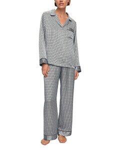 �G�o�[�W�F�C ���f�B�[�X �A�E�^�[ �p�[�J�[�E�X�E�F�b�g �v�����g �V���N Eberjey Inez Printed Washable Silk Long Pajama Set Stained Glass Lunarock/Navy �l�C�r�[