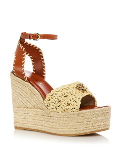 ���F���T�[�` ���f�B�[�X �V���[�Y �T���_�� �v���b�g�t�H�[�� Versace Women's Medusa Espadrille Platform Sandals Natural/Amber �A���o�[