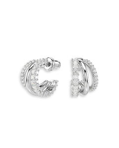 �X�����t�X�L�[ ���f�B�[�X �A�N�Z�T���[ �s�A�X�E�C�������O Swarovski Hyperbola Cubic Zirconia Triple Row Hoop Earrings White �z���C�g
