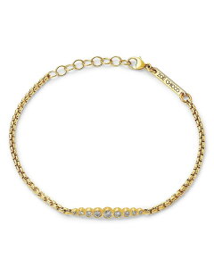 �]�[�V�b�R ���f�B�[�X �A�N�Z�T���[ �u���X���b�g�E�o���O���E�A���N���b�g Zo Chicco 14K Yellow Gold Bezel Diamonds Graduated Box Link Bracelet Gold �S�[���h