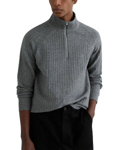 ���C�X �����Y �A�E�^�[ �j�b�g�E�Z�[�^�[ �n�[�t�W�b�v REISS Aldershot Half Zip Funnel Textured Jumper Sweater Grey Melange �O���[