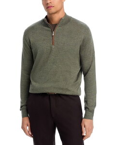 �s�[�^�[�E�~���[ �����Y �A�E�^�[ �j�b�g�E�Z�[�^�[ �n�[�t�W�b�v �X�G�[�h Peter Millar Autumn Crest Suede Trim Quarter Zip Sweater Basil