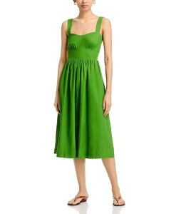 �t�����`�R�l�N�V���� ���f�B�[�X �g�b�v�X �����s�[�X �~�f�B ���l�� FRENCH CONNECTION Aspen Linen Sweetheart Midi Dress Botanica Green �O���[��