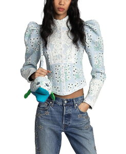 �A�i�X�C ���f�B�[�X �A�E�^�[ �W���P�b�g�E�u���]�� Anna Sui Morninglory Brocade Victorian Jacket Sky Blue Multi �u���[