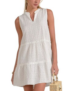 �G���� ���f�B�[�X �g�b�v�X �����s�[�X �~�j �m�[�X���[�u Elan Eyelet Sleeveless Mini Dress White �z���C�g