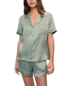 �G�o�[�W�F�C ���f�B�[�X �A�E�^�[ �p�[�J�[�E�X�E�F�b�g �V���N Eberjey Inez Washable Silk Short Pajama Set Eucalyptus/Ivory �A�C�{���[