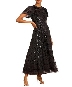 �j�[�h���A���h�X���b�h ���f�B�[�X �g�b�v�X �����s�[�X �A���N�� Needle & Threadeco Dot Ankle Gown Graphite �O���t�@�C�g
