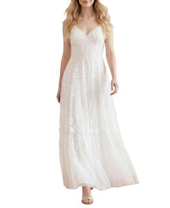 �j�[�h���A���h�X���b�h ���f�B�[�X �g�b�v�X �����s�[�X �A���N�� Needle & Thread Maeva Cami Ankle Gown Swan White �z���C�g