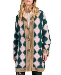 ���E�_�u���E�W�F�C ���f�B�[�X �A�E�^�[ �J�[�f�B�K�� La DoubleJ Crochet Bowling Cardigan Multicolor One-Size �}���`�J���[