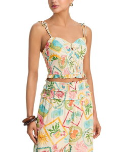 �A�N�A ���f�B�[�X �g�b�v�X �^���N�g�b�v �V���[�����O AQUA Postcard Tile Smocked Tank Top - Exclusive Sea Breeze