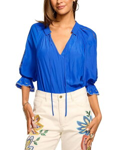 ���C�~�[ �u���b�N ���f�B�[�X �g�b�v�X �V���c Ramy Brook Haven Lattice Trim Top Capri Blue �u���[