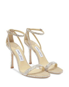 �W�~�[�`���[ ���f�B�[�X �V���[�Y �T���_�� Jimmy Choo Women's Moza 100 Sandals Light Soft Gold/Crystal �S�[���h