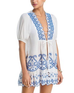 ���C�~�[ �u���b�N ���f�B�[�X �g�b�v�X �����s�[�X Ramy Brook Angelina Dress Cover Up White/Ocean Eyelet �z���C�g