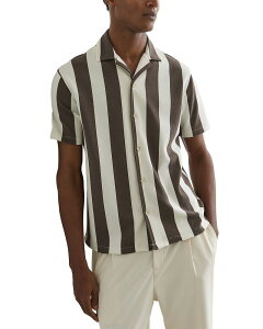 ���C�X �����Y �g�b�v�X �V���c ���M�����[�t�B�b�g REISS Dexteregular Fit Stripe Shirt Brown/Off White �I�t�z���C�g