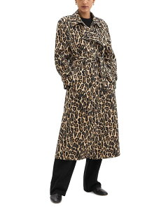 �Z�I���[ ���f�B�[�X �A�E�^�[ �R�[�g �v�����g �E�[�� Theory Leopard Print Wool Trench Coat Beige Multi �x�[�W��
