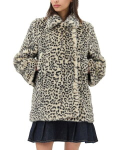 �K�j�[ ���f�B�[�X �A�E�^�[ �R�[�g GANNI Leopard Faux Fur Coat Almond Milk �A�j�}��