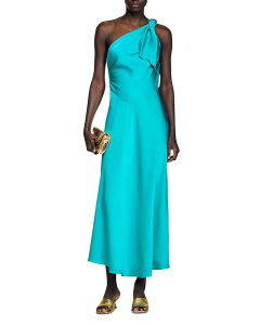 �T���h�� ���f�B�[�X �g�b�v�X �����s�[�X �T�e�� �}�L�V Sandro Satin Effect Maxi Dress with Bow Green �O���[��