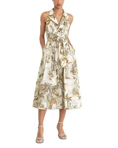 ���C�X ���f�B�[�X �g�b�v�X �����s�[�X �v�` �v�����g �~�f�B REISS Petite Tate Printed Midi Dress Neutral