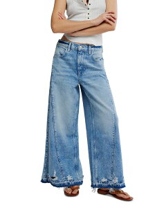 �t���[�s�[�v�� ���f�B�[�X �{�g���X �f�j���p���c ���C�h���b�O �W�[���Y Free People Apollo High Rise Wide Leg Jeans in Streamline