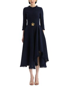 �I�X�J�[ �f �� �����^ ���f�B�[�X �g�b�v�X �����s�[�X �A�V�����g���[ �c�C�[�h Oscar de la Rentasymmetrical Hem Slubby Tweedress Navy �l�C�r�[