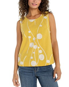�����@�v�[�� ���T���[���X ���f�B�[�X �g�b�v�X �V���c Liverpoolos Angelesleeves Button Back Top Yellow/Cream Embroidery �N���[��
