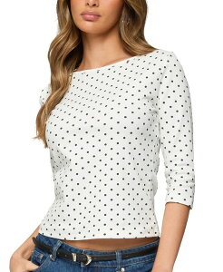 �A�f�B�N�e�b�h ���f�B�[�X �g�b�v�X �V���c �h�b�g�� �h�b�g Edikted Lela Polka Dot Quarter Sleeve Top White-And-Black �z���C�g