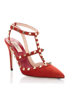 ���@�����e�B�m ���f�B�[�X �V���[�Y �p���v�X ���U�[ Valentino Garavani Women's Rockstud Cage Leather Pumps with Studs Red ���b�h