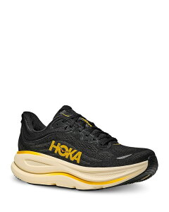 �z�J�I�l�I�l �����Y �V���[�Y �X�j�[�J�[ ���[�X HOKA Men's Bondi 9 Lace Up Running Sneakers Carbon Black Yellow �u���b�N