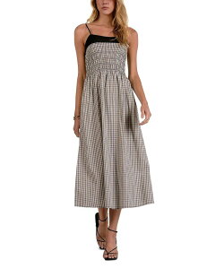 �G���� ���f�B�[�X �g�b�v�X �����s�[�X �J���[�u���b�N �}�L�V Elan Colorblock Maxi Dress White Gingham �z���C�g