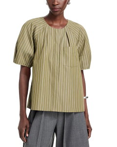 �X���[�����t�B���b�v���� ���f�B�[�X �g�b�v�X �V���c 3.1 Phillip Lim Striped Lantern Sleeve Top Olive Multi �I���[�u
