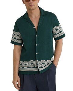���C�X �����Y �g�b�v�X �V���c REISS Dark Green Braided Rope Shirt Dark Green �O���[��