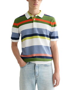 �X�R�b�`�A���h�\�[�_ �����Y �g�b�v�X �|���V���c �j�b�g Scotch & Soda Structured Striped Knitted Polo Shirt Off White �I�t�z���C�g