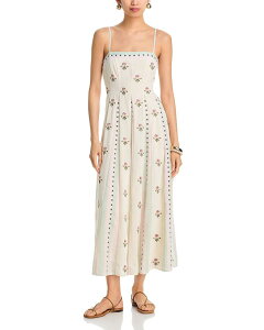 �A�N�A ���f�B�[�X �g�b�v�X �����s�[�X �t�����[�� �~�f�B �h�J �t�����[ AQUA Embroidered Floral Midi Dress - Exclusive Ivory �A�C�{���[