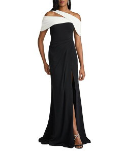 �^�_�V�V���[�W ���f�B�[�X �g�b�v�X �����s�[�X �h���[�v �����V�����_�[ Tadashi Shoji Sumit One-Shoulder Drape Gown Black/Ivory �A�C�{���[