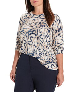 �j�b�N�A���h�]�[ �v���X ���f�B�[�X �A�E�^�[ �j�b�g�E�Z�[�^�[ NIC+ZOE Plus Blurry Leaf Supersoft Sweater Indigo Multi �C���f�B�S