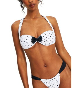 �~�X�T�[�N�� ���f�B�[�X ���� �g�b�v�̂� �h�b�g�� �h�b�g �z���^�[ Miss Circle Olivea Polka Dot Bowtie Halter Bikini Top White �z���C�g