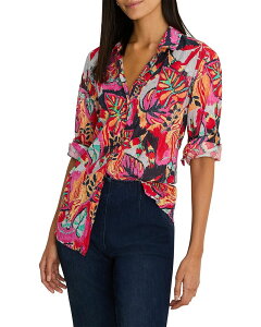 �j�b�N�A���h�]�[ �v���X ���f�B�[�X �g�b�v�X �V���c NIC+ZOE Plus Kauai Garden Crinkle Shirt Red Multi ���b�h