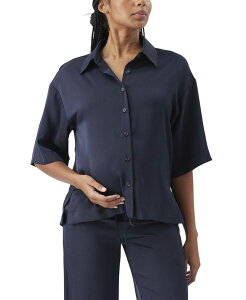 ���C�v�}�^�j�e�B ���f�B�[�X �g�b�v�X �V���c �T�e�� Ripe Maternity Tamara Satin Shirt Midnight