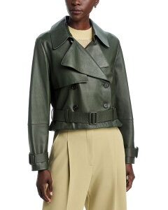 �q���[�S�{�X ���f�B�[�X �A�E�^�[ �W���P�b�g�E�u���]�� ���U�[ Hugo Bossatela Leather Jacket Dark Green �O���[��