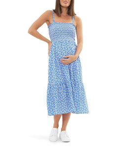 ���C�v�}�^�j�e�B ���f�B�[�X �g�b�v�X �����s�[�X �~�f�B �L���b�v Ripe Maternity Capri Shir red Midi Dress White / Lapis �z���C�g