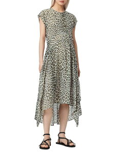 �I�[���Z�C���c ���f�B�[�X �g�b�v�X �����s�[�X �A�V�����g���[ �~�f�B ALLSAINTS Arwen Asymmetric Hemidi Dressnow Leopard �A�j�}��