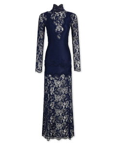 ���o���k ���f�B�[�X �g�b�v�X �����s�[�X ���[�X �}�L�V Rabanne Lace Long Sleeve Maxi Dress Deep Navy �l�C�r�[