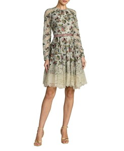 �}�b�N�_�K�� ���f�B�[�X �g�b�v�X �����s�[�X �t�����[�� �~�j �R�b�g�� �t�����[ Mac Duggal Floralong Sleeve Cotton Mini Dress Taupe Multi �g�[�v