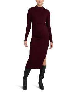 ���C�v�}�^�j�e�B ���f�B�[�X �g�b�v�X �����s�[�X �j�b�g Ripe Maternity Nella Rib Nursing Knit Dress Maroon �}���[��