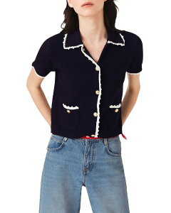 �}�[�W�� ���f�B�[�X �A�E�^�[ �J�[�f�B�K�� �j�b�g Maje Mapal Textu red Knit Cardiga navy �l�C�r�[